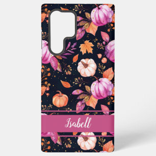 Funda Para Samsung Galaxy S22 Ultra Patrón elegante de calabaza y flores de caída