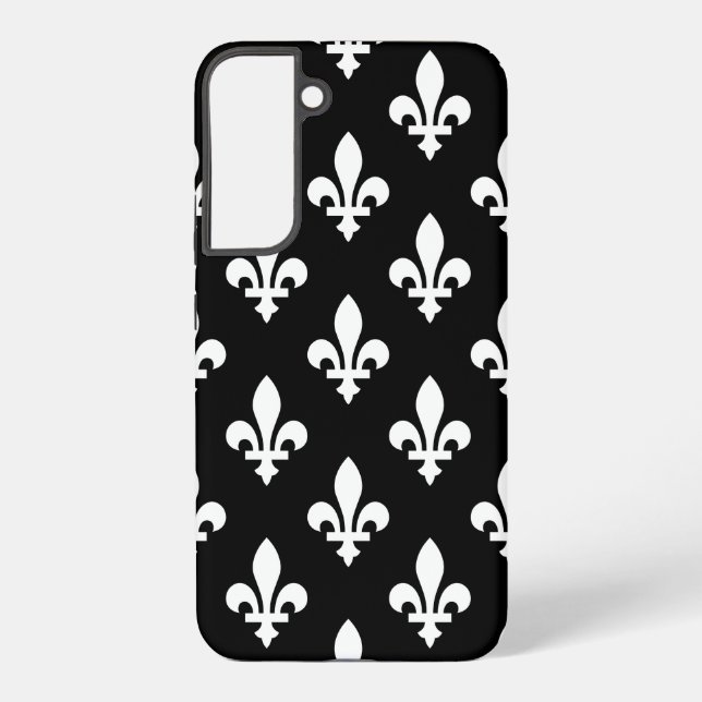 Funda Para Samsung Galaxy Patrón Fleur de Lis, francés real, blanco sobre ne (Reverso )