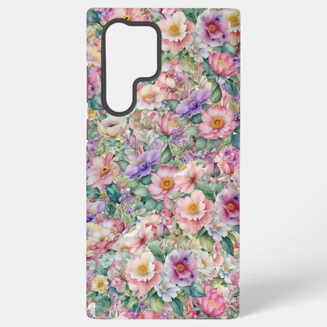 Funda Para Samsung Galaxy Patrón floral acuarela, fondo floral (Reverso )