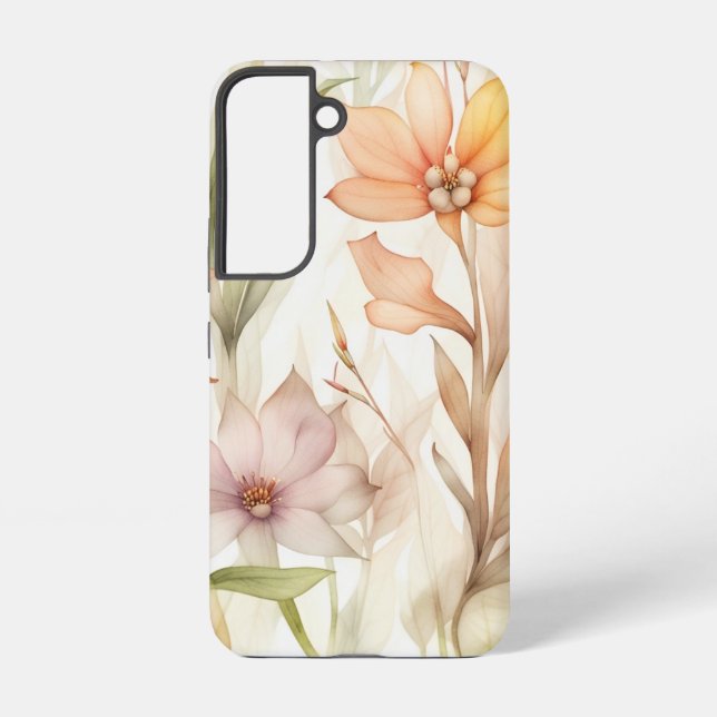 Funda Para Samsung Galaxy Patrón floral acuático con rosa, Naranja, amarillo (Reverso )
