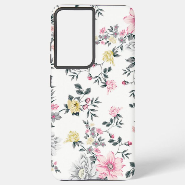 Funda Para Samsung Galaxy Patrón floral amarillo rosa (Reverso )