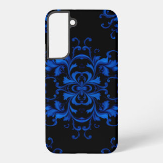 Funda Para Samsung Galaxy S22+ Patrón floral azul sobre fondo negro