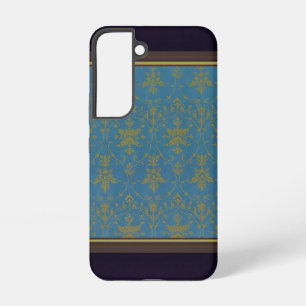 Funda Para Samsung Galaxy S22 Patrón floral azul y dorado
