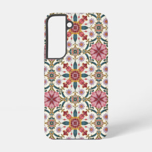 Funda Para Samsung Galaxy S22 Patrón floral boho en rojo, rosa y verde teal