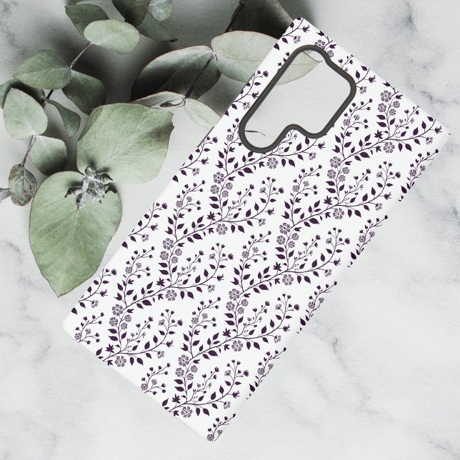 Funda Para Samsung Galaxy Patrón floral boho moderno ciruela blanco (Subido por el creador)
