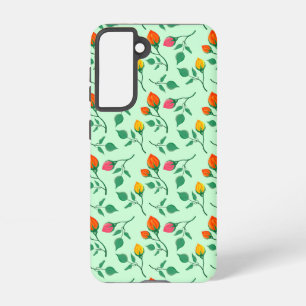 Funda Para Samsung Galaxy S21 Patrón floral con flores subió de color