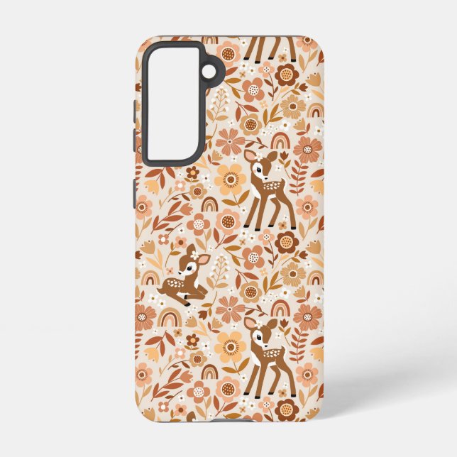 Funda Para Samsung Galaxy Patrón floral de ciervo de bosque de cuajo (Reverso )