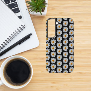 Funda Para Samsung Galaxy S22 Patrón floral de Dahlia blanca en negro