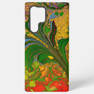 Funda Para Samsung Galaxy S22 Ultra Patrón floral de Ebru Marbling