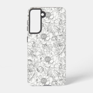 Funda Para Samsung Galaxy S21 Patrón floral de peonía vintage