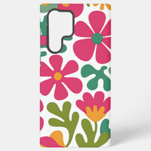 Funda Para Samsung Galaxy S22 Ultra Patrón floral retro rosa sin costuras
