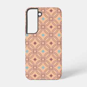 Funda Para Samsung Galaxy S22 Patrón geométrico de interbloqueo rosa y azul retr