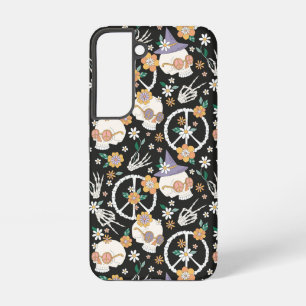 Funda Para Samsung Galaxy S22 Patrón Hippie Halloween Skulls and Floween