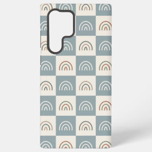Funda Para Samsung Galaxy S22 Ultra Patrón minimalista de arcoíris a cuadros boho