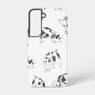 Funda Para Samsung Galaxy S22 Patrón minimalista de arte lineal de cerdo Cottage