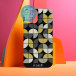 Funda Para Samsung Galaxy S22 Patrón moderno de mediados de siglo - Nombre negro<br><div class="desc">Un patrón de MCM funky en negro,  oro y gris - Si tu arte todavía necesita ser ajustado,  haz clic en el Personalizar Este botón. Esto te llevará a un área de diseño donde puedes mover cosas e incluso cambiar fuentes.</div>