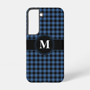 Funda Para Samsung Galaxy S22 Patrón moderno monograma azul plano