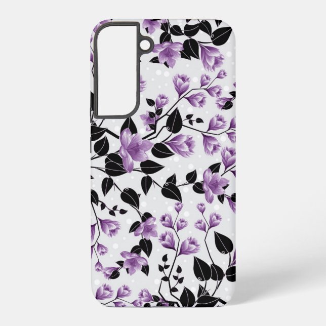 Funda Para Samsung Galaxy Patrón morado floral (Reverso )