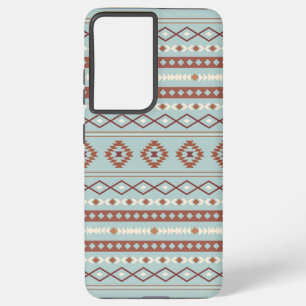 Funda Para Samsung Galaxy S21 Ultra Patrón Motif Mezclado Azteca Rusts Crema Azul