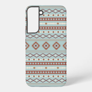 Funda Para Samsung Galaxy S22+ Patrón Motif Mezclado Azteca Rusts Crema Azul