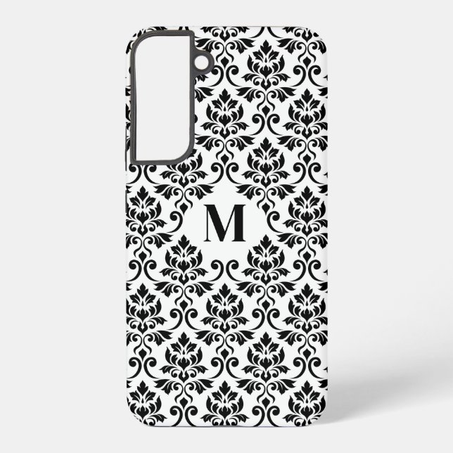Funda Para Samsung Galaxy Patrón negro de Damask de Feuille (Personalizado) (Reverso )