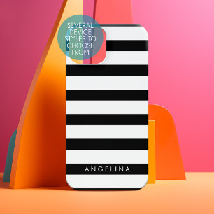 Funda Para Samsung Galaxy S22 Patrón rayado negro y blanco negrita