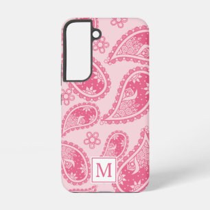 Funda Para Samsung Galaxy S22 Patrón retro monograma rosa paisley rosado moderno