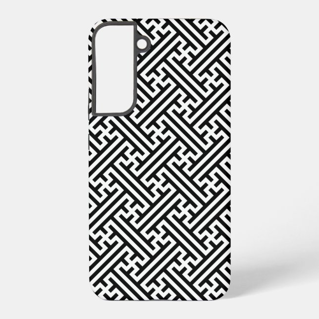 Funda Para Samsung Galaxy Patrón Sayagata, japonés, negro y blanco (Reverso )