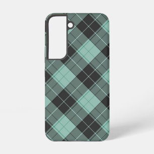 Funda Para Samsung Galaxy S22 Patrón simple de tartán en galaxia turquesa samsun