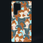 Funda Para Samsung Galaxy S22 Ultra Patrón sin fisuras con chicas negros y chicas blan<br><div class="desc">Patrón sin foco con retratos abstractos de glamour chicas blancos y negros de aspecto agradable</div>