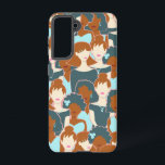 Funda Para Samsung Galaxy S21 Patrón sin fisuras con chicas negros y chicas blan<br><div class="desc">Patrón sin foco con retratos abstractos de glamour chicas blancos y negros de aspecto agradable</div>