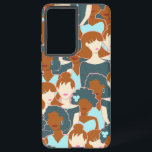 Funda Para Samsung Galaxy S21  Patrón sin fisuras con chicas negros y chicas blan<br><div class="desc">Patrón sin foco con retratos abstractos de glamour chicas blancos y negros de aspecto agradable</div>