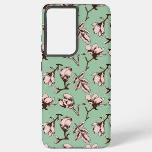 Funda Para Samsung Galaxy S21 Ultra Patrón sin foco con brotes de flores de los árbole