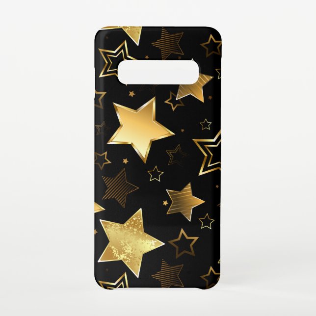 Funda Para Samsung Galaxy Patrón sin foco con las estrellas doradas (Reverso)