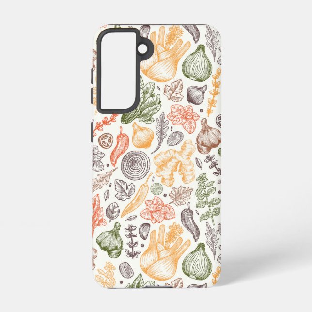 Funda Para Samsung Galaxy Patrón vegetal de los jardines de cocina (Reverso )