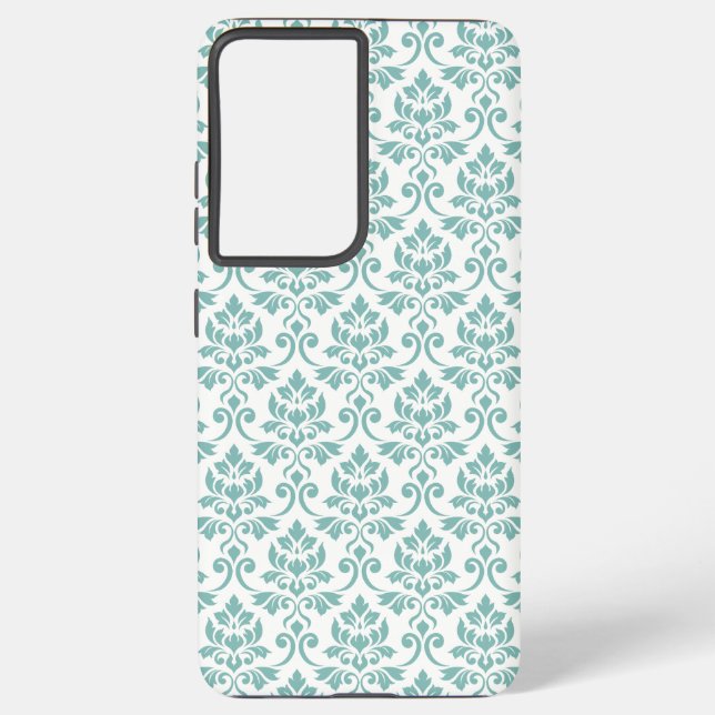 Funda Para Samsung Galaxy Patrón Verde azulado de Feuille Damask (Reverso )