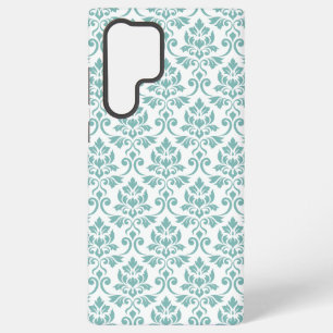 Funda Para Samsung Galaxy S22 Ultra Patrón Verde azulado de Feuille Damask