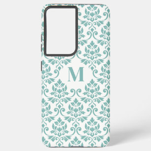 Funda Para Samsung Galaxy S21+ Patrón Verde azulado de Feuille Damask (Personaliz