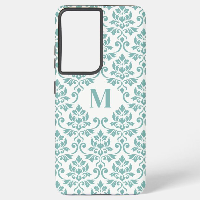 Funda Para Samsung Galaxy Patrón Verde azulado de Feuille Damask (Personaliz (Reverso )