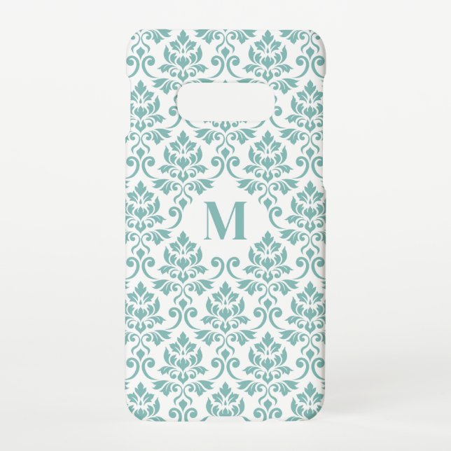 Funda Para Samsung Galaxy Patrón Verde azulado de Feuille Damask (Personaliz (Reverso)