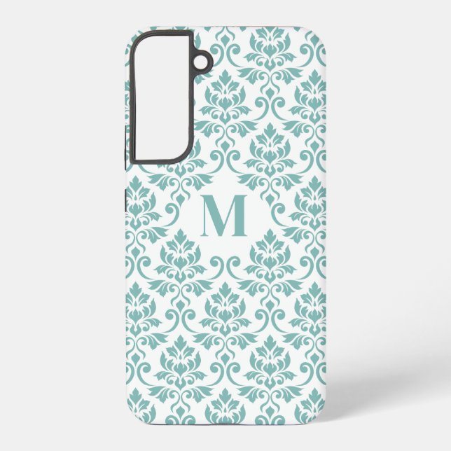 Funda Para Samsung Galaxy Patrón Verde azulado de Feuille Damask (Personaliz (Reverso )