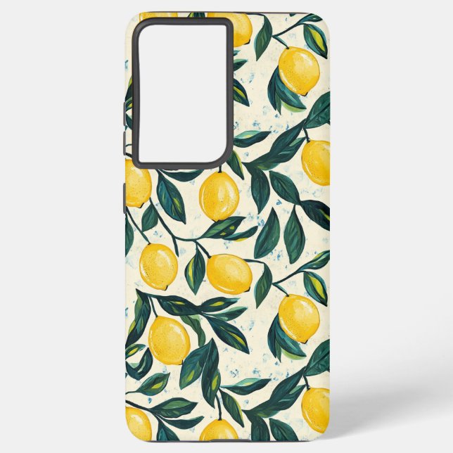 Funda Para Samsung Galaxy Patterado de limón amarillo brillante (Reverso )