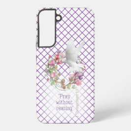 Funda Para Samsung Galaxy S22+ Pea dulce de la matriz de la línea blanca púrpura 