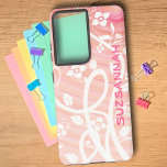 Funda Para Samsung Galaxy S21  Peach Pink Spirals Filigree Flores Template<br><div class="desc">El funda está adornado con un diseño de fondo en espiral de melocotón blanco, floral y suave. Personalice el campo de plantilla, quite el texto o edite utilizando la herramienta de diseño para seleccionar el estilo de fuente, el tamaño y el color que prefiera. También puede transferir este diseño, cuando...</div>
