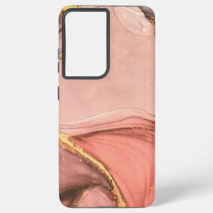 Funda Para Samsung Galaxy S21 Ultra Peach with Gold Geode