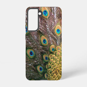 Funda Para Samsung Galaxy S21 Peacock Feathers Emerald Green y Gold