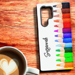 Funda Para Samsung Galaxy S22 Ultra Pénlillos de color de nombre divertido en iPhone P<br><div class="desc">Este divertido estuche de teléfono presenta una columna de lápices de colores en acuarela a lo largo del borde derecho. Personalice el campo de texto con un nombre,  quite el texto o edite utilizando la herramienta de diseño para seleccionar una fuente.</div>