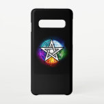 Funda Para Samsung Galaxy S10 Pentagrama de Wiccan<br><div class="desc">Pentagrama luminoso de dibujo artístico con cinco elementos mágicos,  agua,  tierra,  fuego,  astral,  aire sobre fondo negro. Pentagrama de Wiccan. Wicca</div>