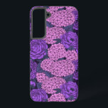 Funda Para Samsung Galaxy S22  Peonía e hidrangea en rosa y violeta<br><div class="desc">Patrón sin costura con hidrangea dibujada a mano y peonías.</div>