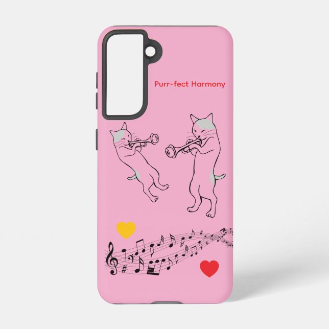 Funda Para Samsung Galaxy Perfect Harmony Cats & Trombone Galaxy Case – Pink (Reverso )